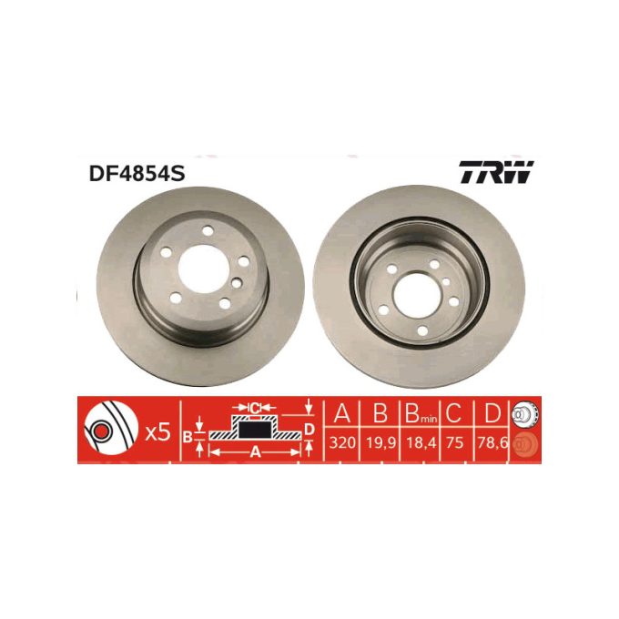 TRW galiniai stabdžių diskai - DF4854S