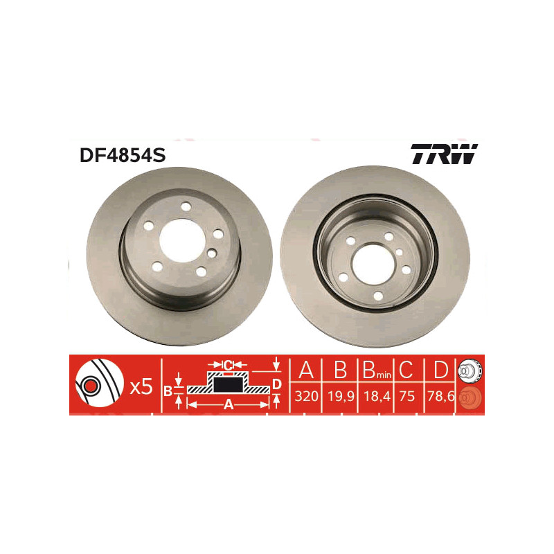 TRW galiniai stabdžių diskai - DF4854S