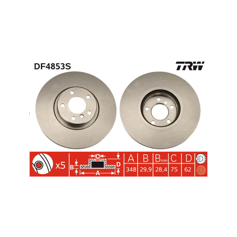 TRW priekiniai stabdžių diskai - DF4853S